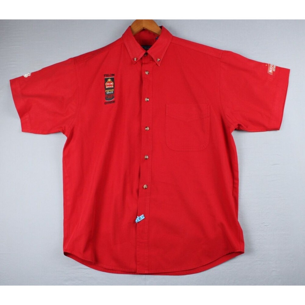 Cafe Pilon Extreme Espresso Coffee Button Shirt Red Size Medium Promo Employee
